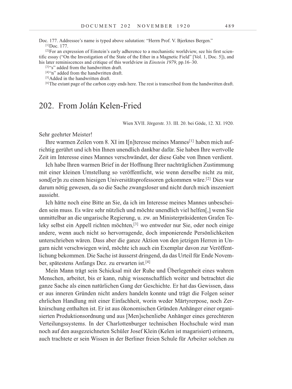 Volume 10: The Berlin Years: Correspondence May-December 1920 / Supplementary Correspondence 1909-1920 page 489