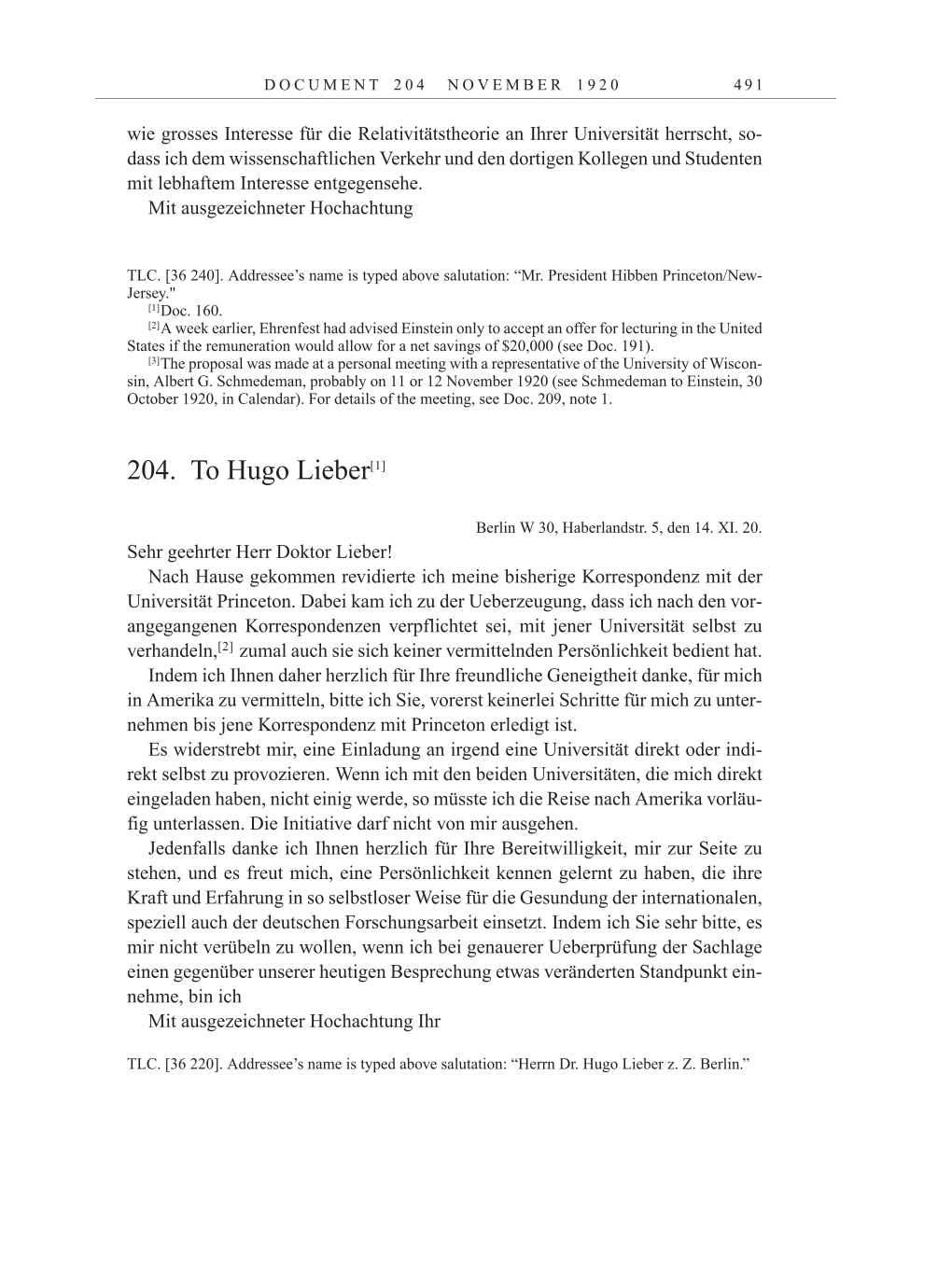 Volume 10: The Berlin Years: Correspondence May-December 1920 / Supplementary Correspondence 1909-1920 page 491