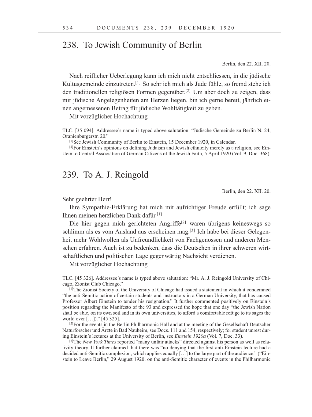 Volume 10: The Berlin Years: Correspondence May-December 1920 / Supplementary Correspondence 1909-1920 page 534