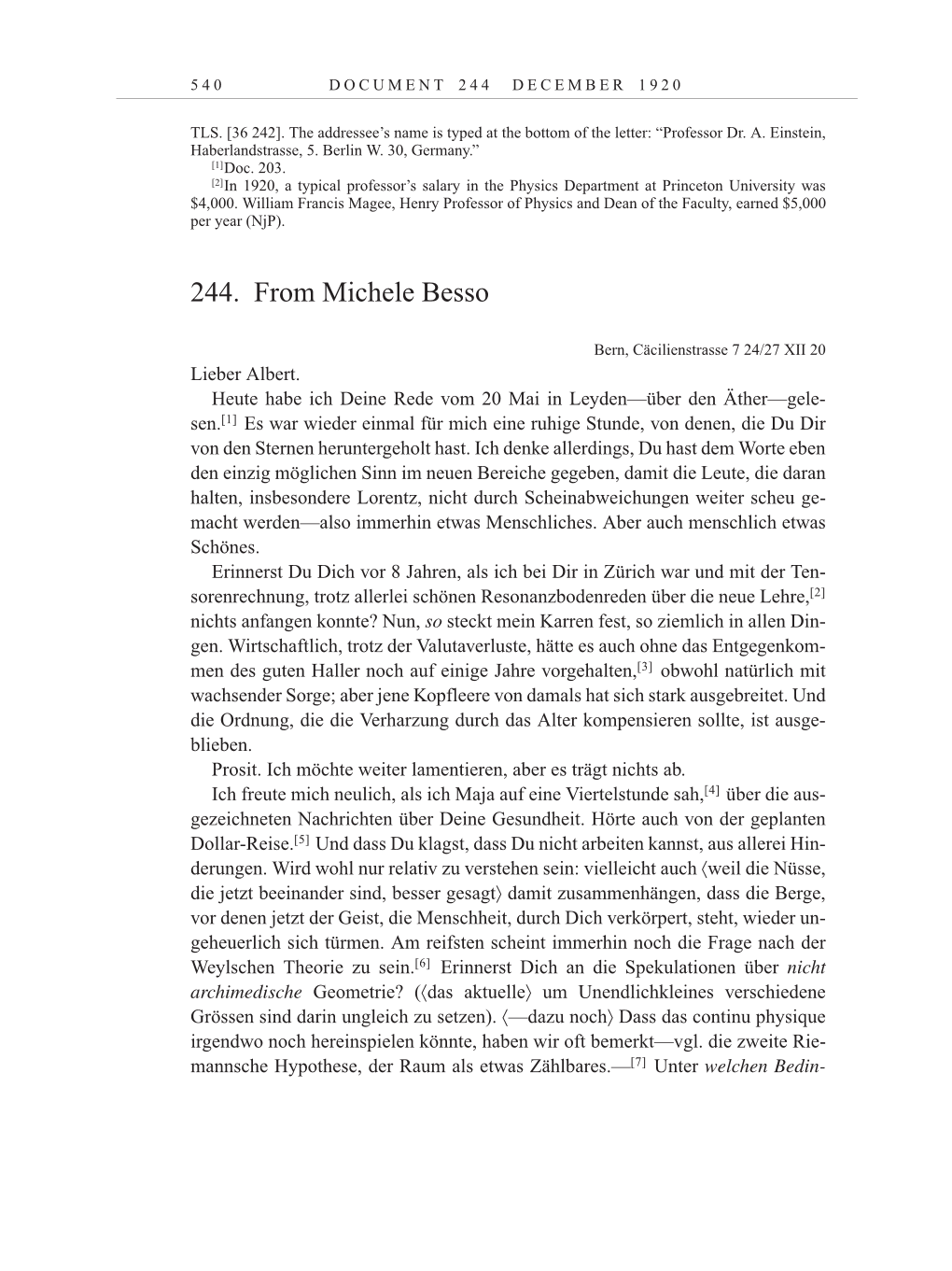 Volume 10: The Berlin Years: Correspondence May-December 1920 / Supplementary Correspondence 1909-1920 page 540