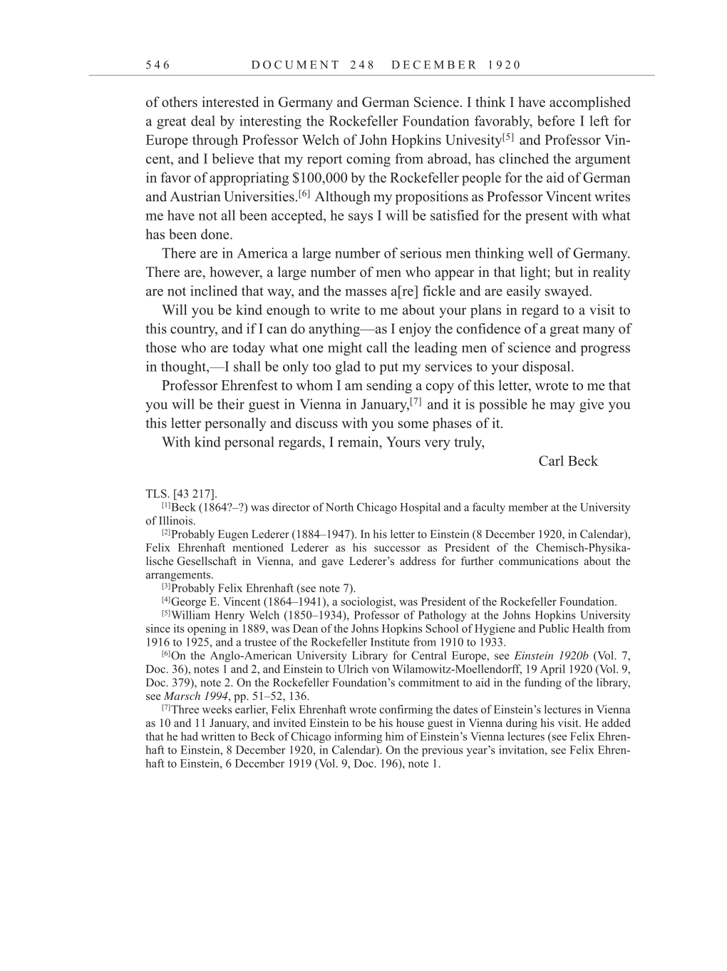 Volume 10: The Berlin Years: Correspondence May-December 1920 / Supplementary Correspondence 1909-1920 page 546