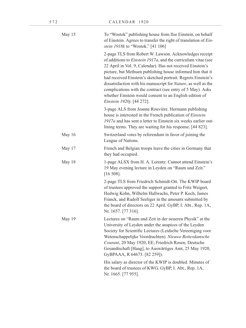 Volume 10: The Berlin Years: Correspondence May-December 1920 / Supplementary Correspondence 1909-1920 page 572
