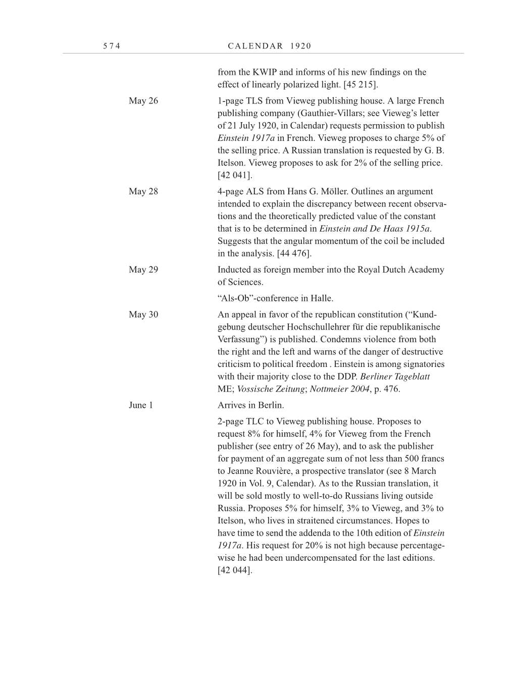 Volume 10: The Berlin Years: Correspondence May-December 1920 / Supplementary Correspondence 1909-1920 page 574