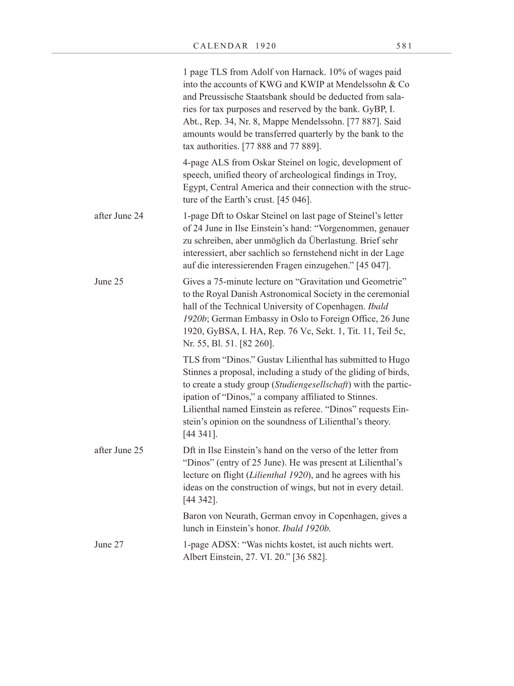 Volume 10: The Berlin Years: Correspondence May-December 1920 / Supplementary Correspondence 1909-1920 page 581