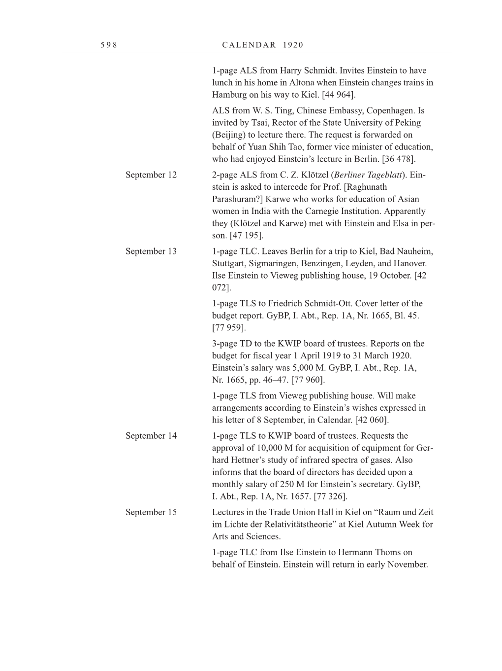 Volume 10: The Berlin Years: Correspondence May-December 1920 / Supplementary Correspondence 1909-1920 page 598