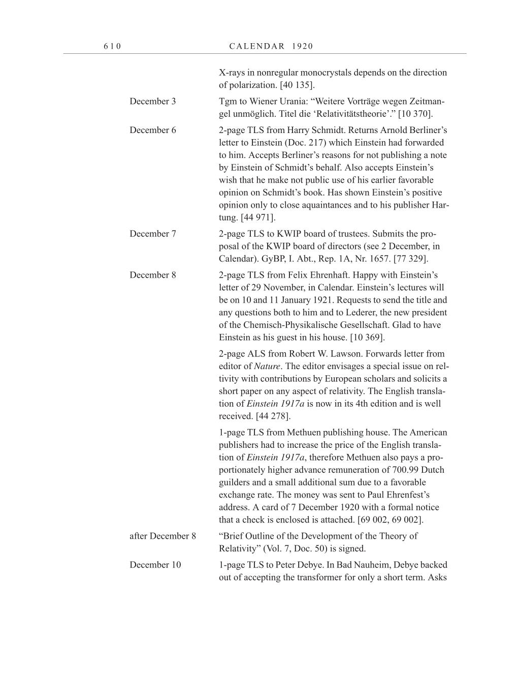 Volume 10: The Berlin Years: Correspondence May-December 1920 / Supplementary Correspondence 1909-1920 page 610