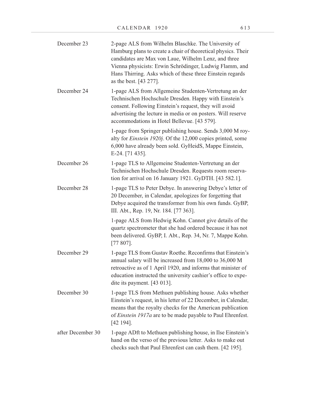 Volume 10: The Berlin Years: Correspondence May-December 1920 / Supplementary Correspondence 1909-1920 page 613