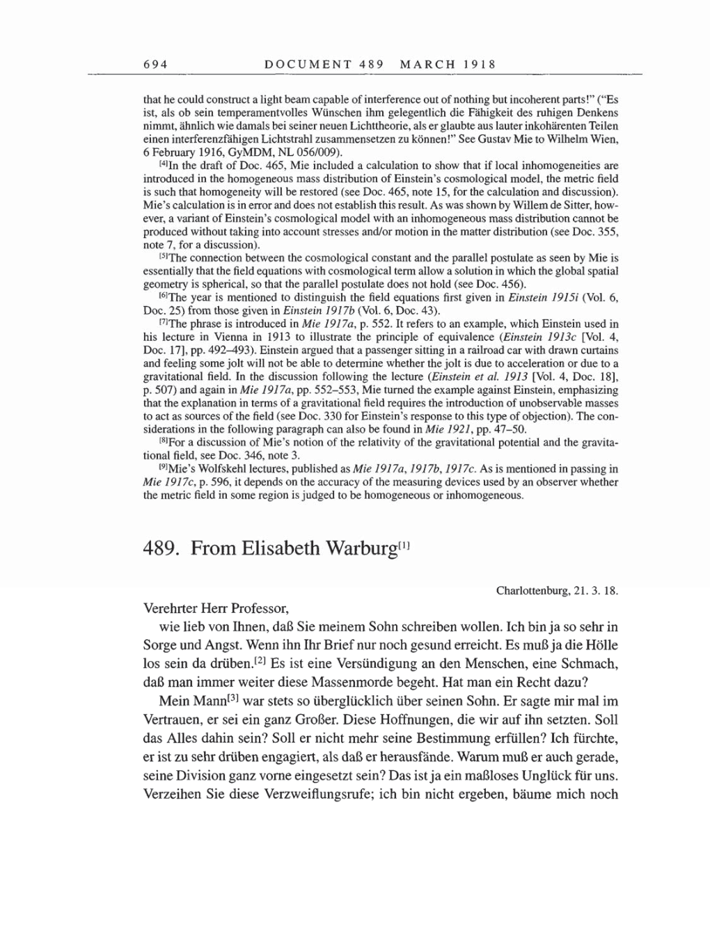 Volume 8, Part B: The Berlin Years: Correspondence 1918 page 694