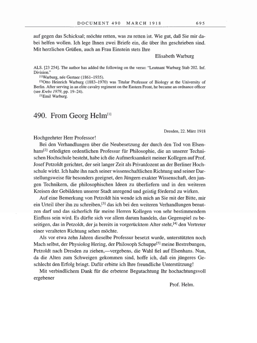 Volume 8, Part B: The Berlin Years: Correspondence 1918 page 695