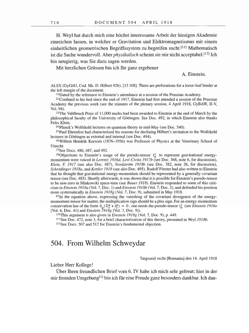 Volume 8, Part B: The Berlin Years: Correspondence 1918 page 716