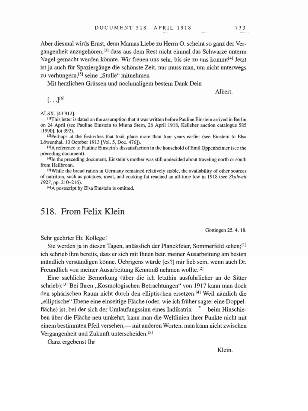 Volume 8, Part B: The Berlin Years: Correspondence 1918 page 733