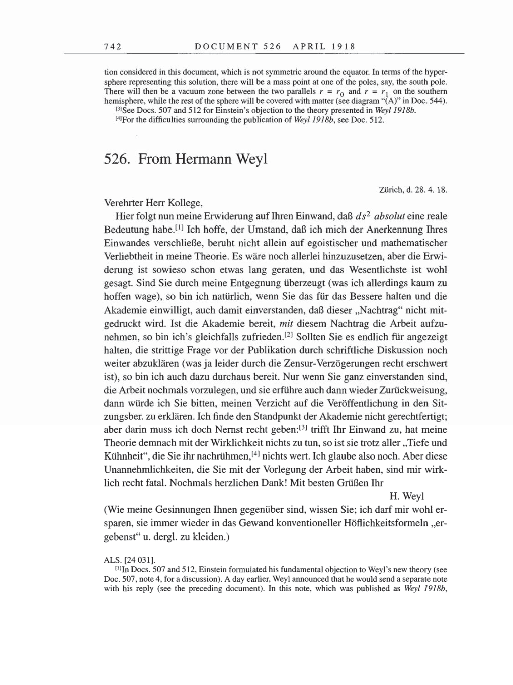 Volume 8, Part B: The Berlin Years: Correspondence 1918 page 742