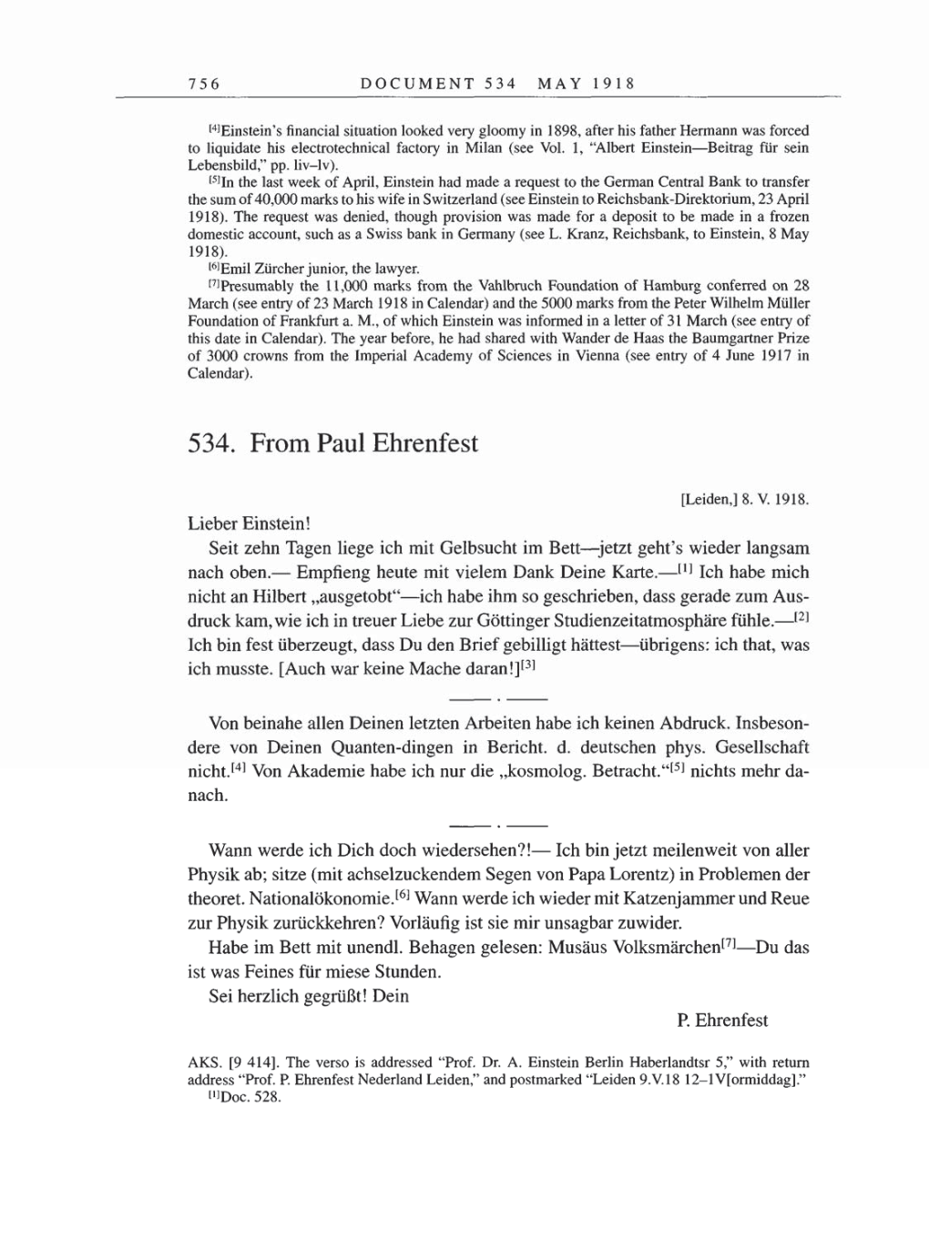 Volume 8, Part B: The Berlin Years: Correspondence 1918 page 756