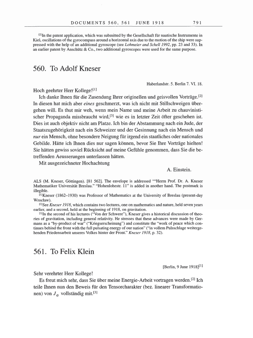 Volume 8, Part B: The Berlin Years: Correspondence 1918 page 791