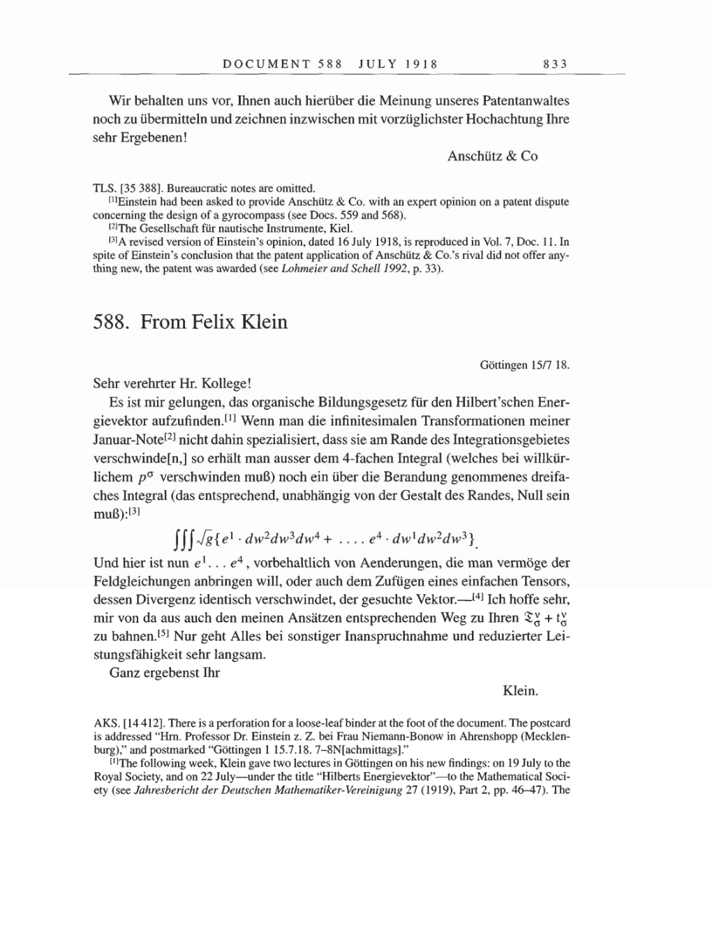 Volume 8, Part B: The Berlin Years: Correspondence 1918 page 833