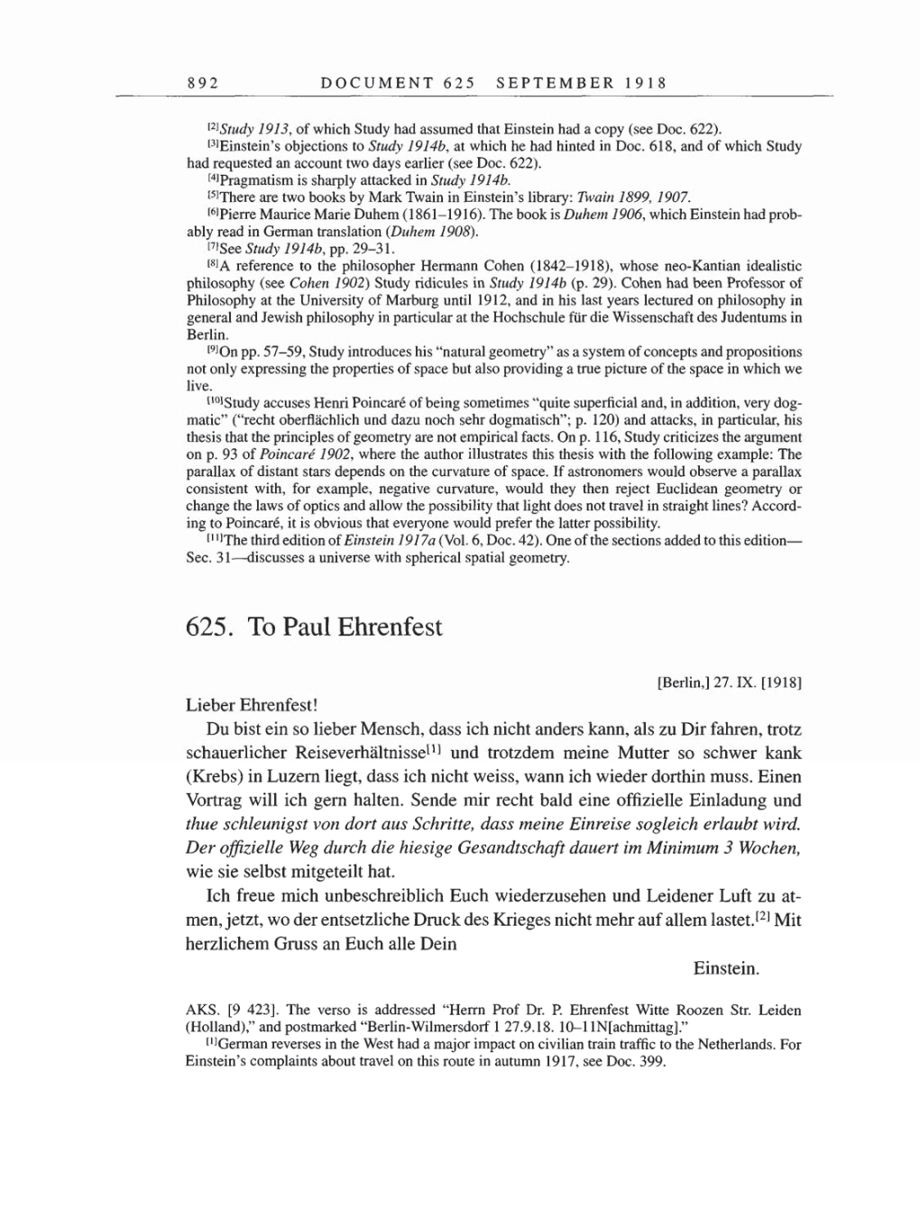 Volume 8, Part B: The Berlin Years: Correspondence 1918 page 892