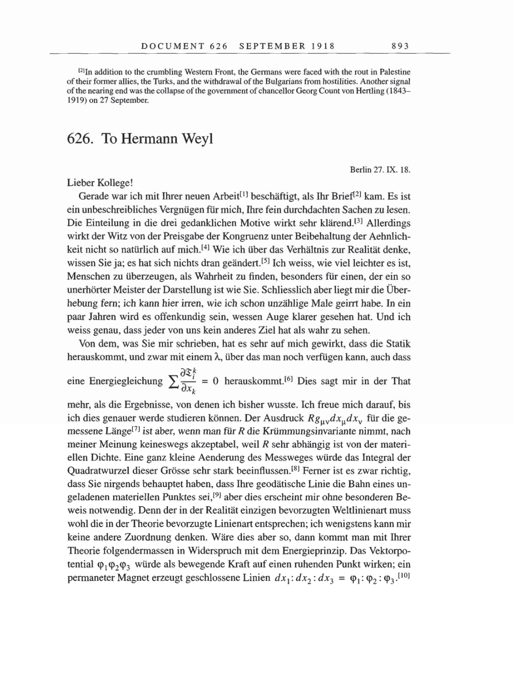 Volume 8, Part B: The Berlin Years: Correspondence 1918 page 893