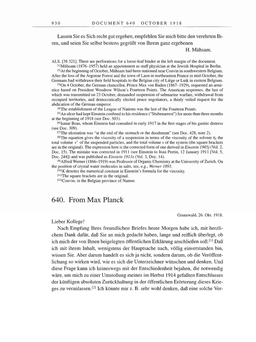 Volume 8, Part B: The Berlin Years: Correspondence 1918 page 930