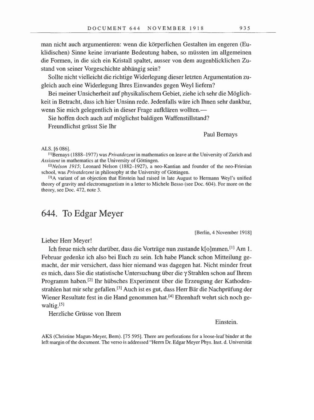 Volume 8, Part B: The Berlin Years: Correspondence 1918 page 935