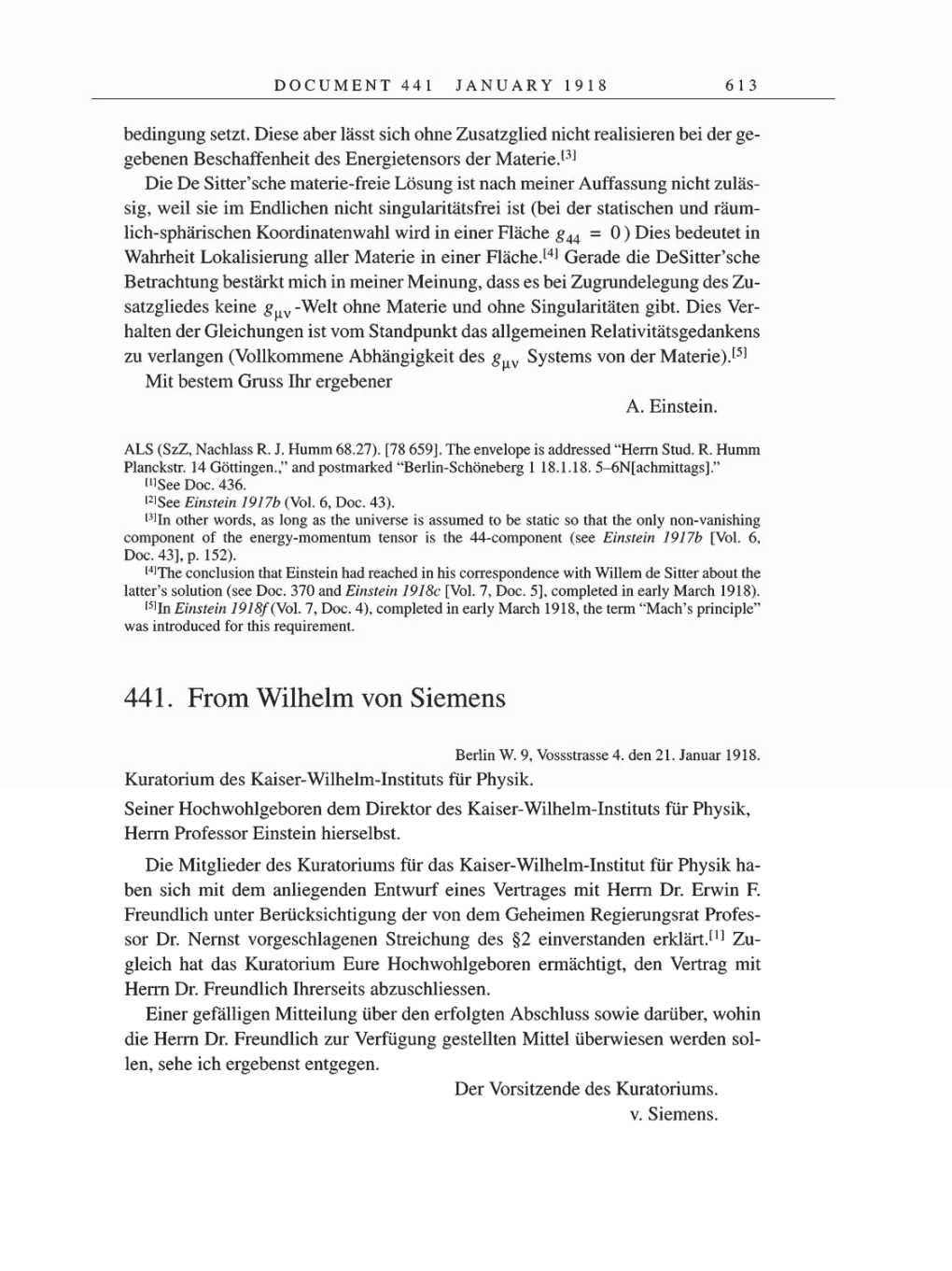 Volume 8, Part B: The Berlin Years: Correspondence 1918 page 613