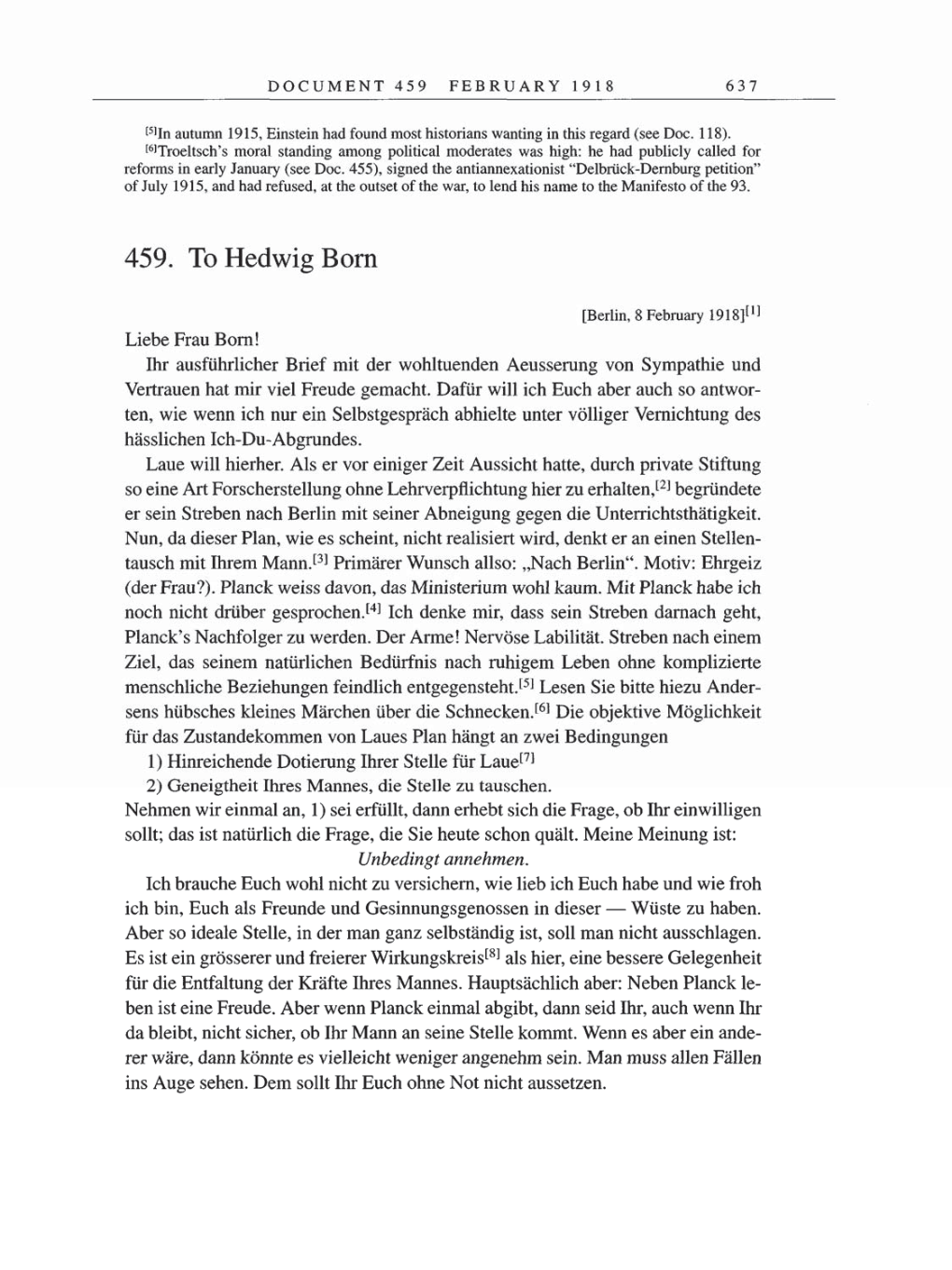 Volume 8, Part B: The Berlin Years: Correspondence 1918 page 637