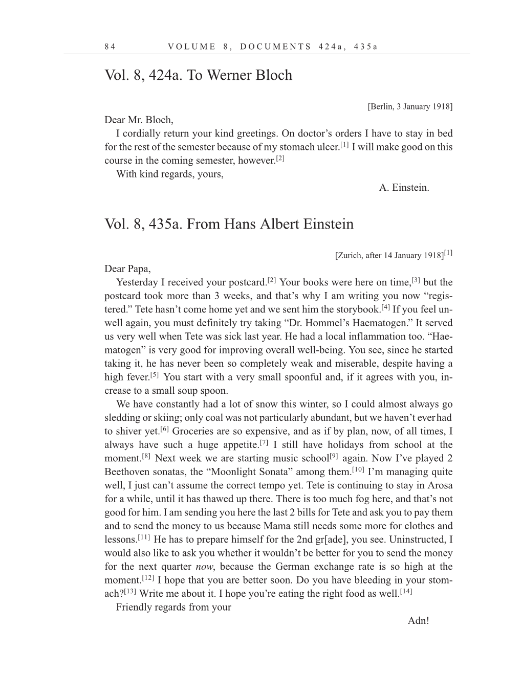 Volume 10: The Berlin Years: Correspondence, May-December 1920, and Supplementary Correspondence, 1909-1920 (English translation supplement) page 84