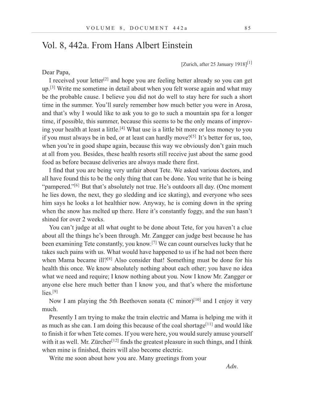 Volume 10: The Berlin Years: Correspondence, May-December 1920, and Supplementary Correspondence, 1909-1920 (English translation supplement) page 85