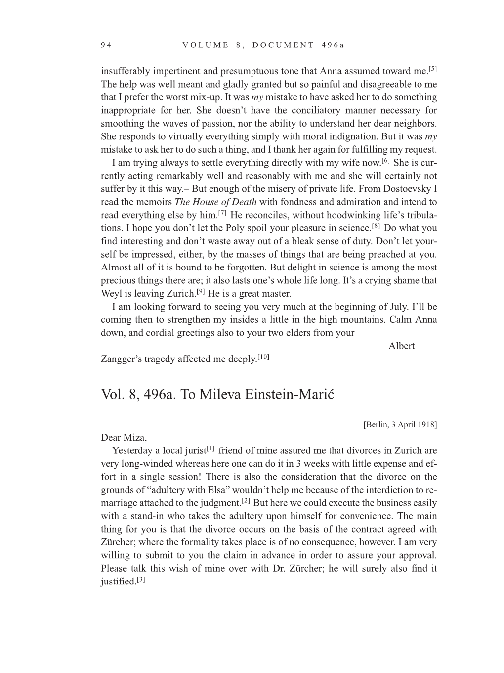 Volume 10: The Berlin Years: Correspondence, May-December 1920, and Supplementary Correspondence, 1909-1920 (English translation supplement) page 94
