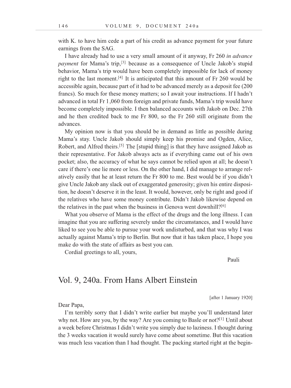 Volume 10: The Berlin Years: Correspondence, May-December 1920, and Supplementary Correspondence, 1909-1920 (English translation supplement) page 146