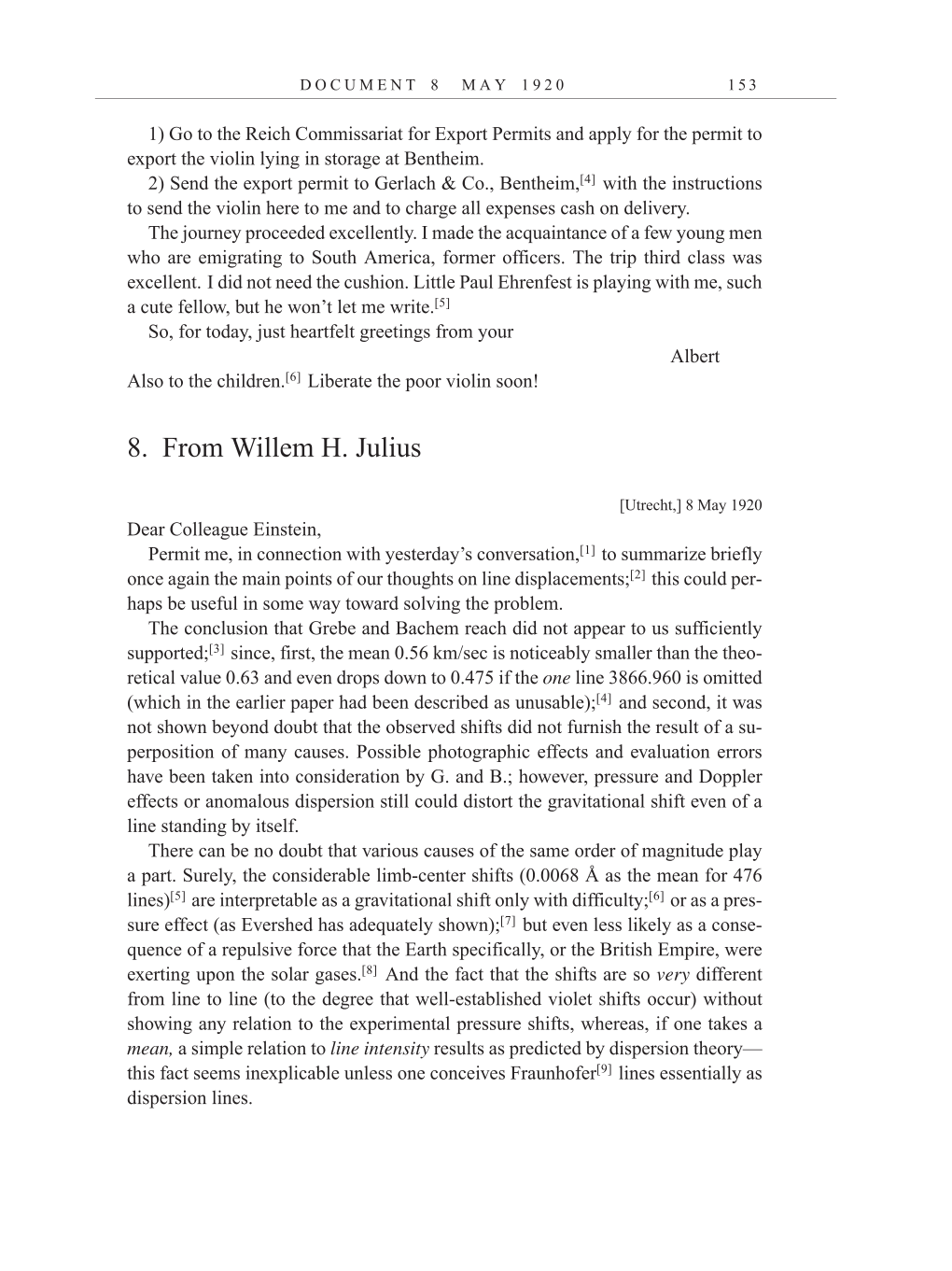 Volume 10: The Berlin Years: Correspondence, May-December 1920, and Supplementary Correspondence, 1909-1920 (English translation supplement) page 153