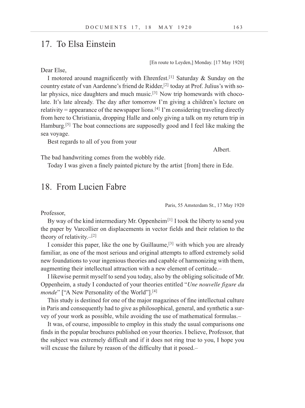 Volume 10: The Berlin Years: Correspondence, May-December 1920, and Supplementary Correspondence, 1909-1920 (English translation supplement) page 163
