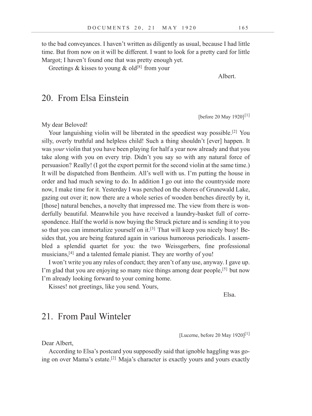 Volume 10: The Berlin Years: Correspondence, May-December 1920, and Supplementary Correspondence, 1909-1920 (English translation supplement) page 165