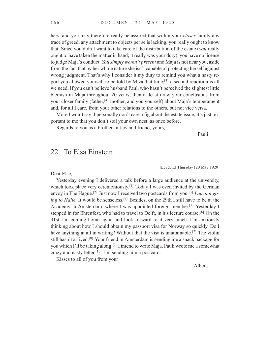 Volume 10: The Berlin Years: Correspondence, May-December 1920, and Supplementary Correspondence, 1909-1920 (English translation supplement) page 166
