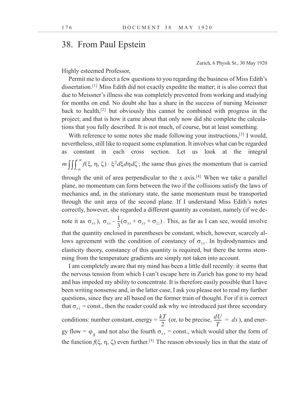 Volume 10: The Berlin Years: Correspondence, May-December 1920, and Supplementary Correspondence, 1909-1920 (English translation supplement) page 176