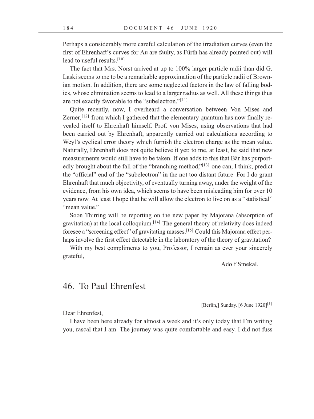 Volume 10: The Berlin Years: Correspondence, May-December 1920, and Supplementary Correspondence, 1909-1920 (English translation supplement) page 184
