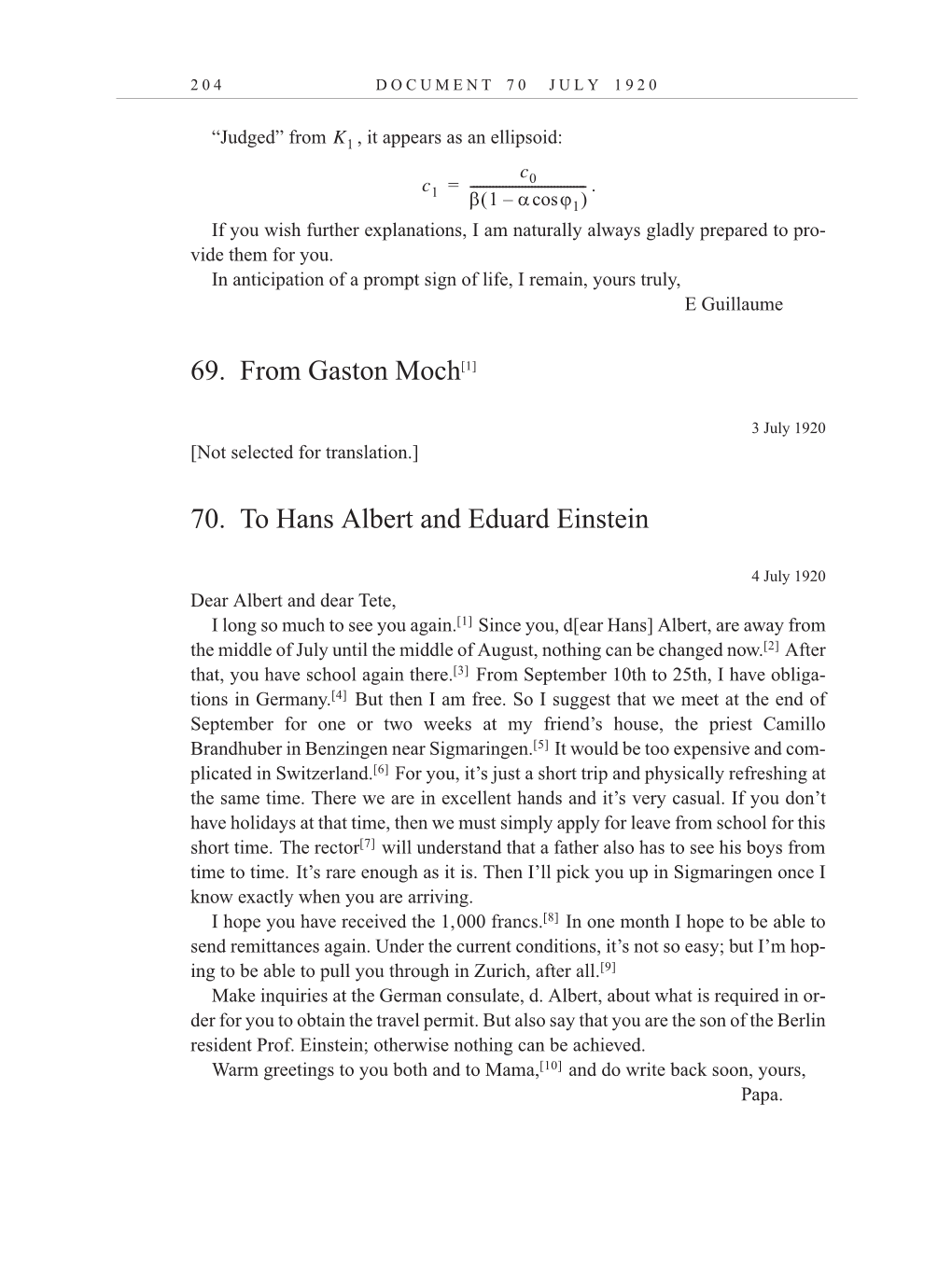 Volume 10: The Berlin Years: Correspondence, May-December 1920, and Supplementary Correspondence, 1909-1920 (English translation supplement) page 204