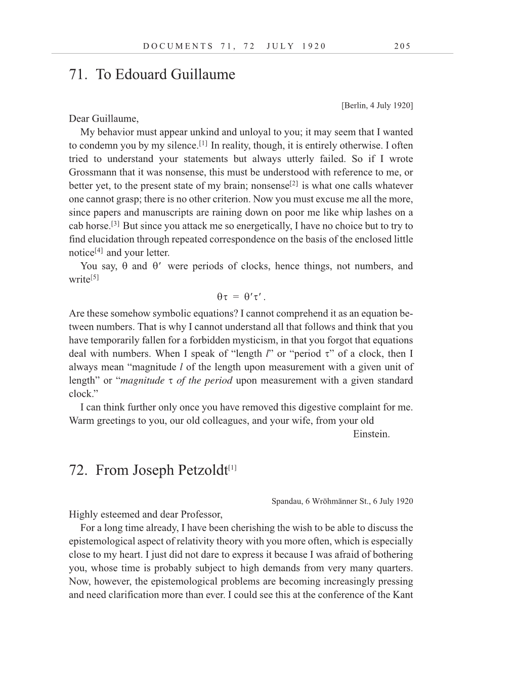 Volume 10: The Berlin Years: Correspondence, May-December 1920, and Supplementary Correspondence, 1909-1920 (English translation supplement) page 205