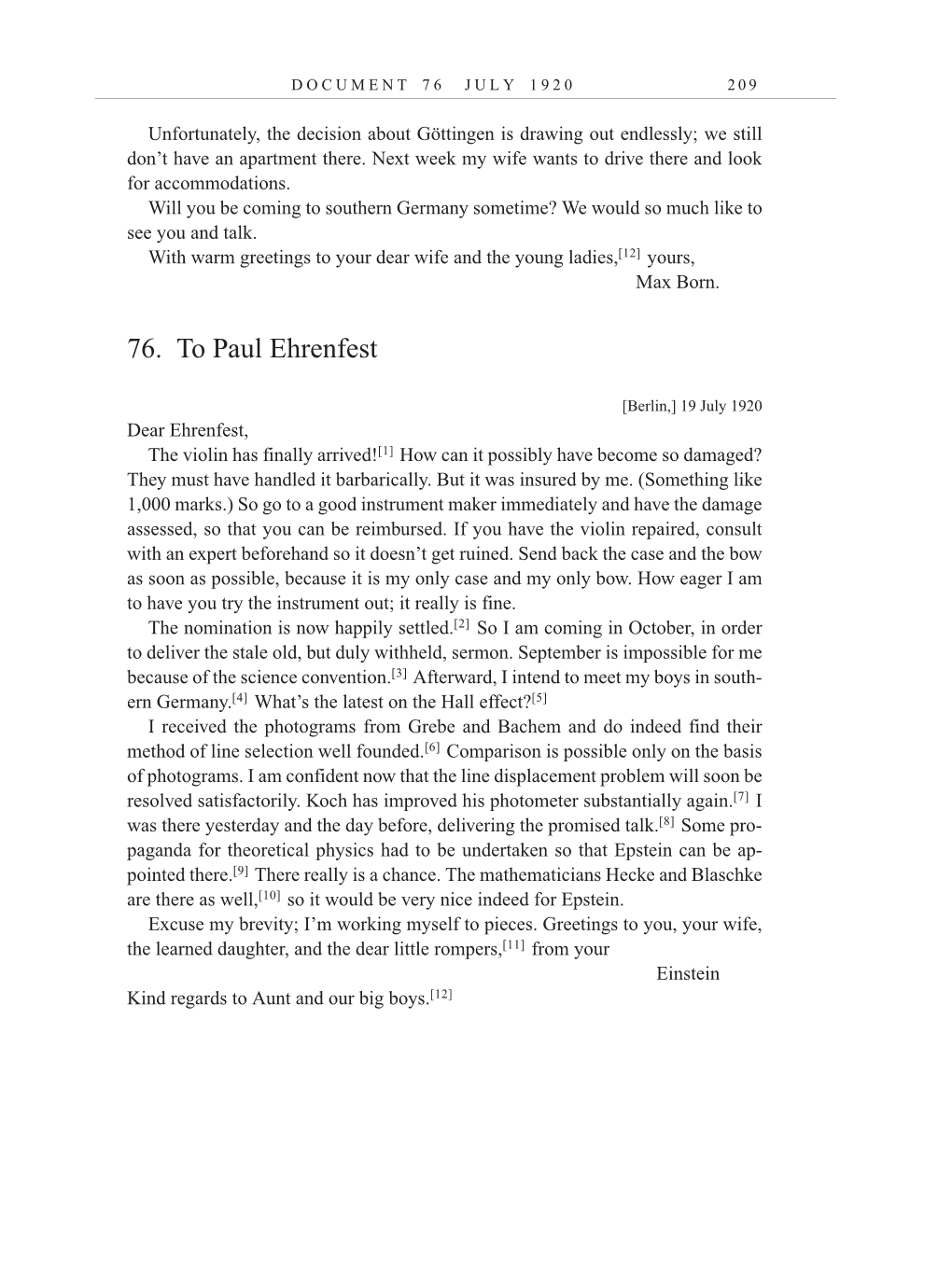 Volume 10: The Berlin Years: Correspondence, May-December 1920, and Supplementary Correspondence, 1909-1920 (English translation supplement) page 209