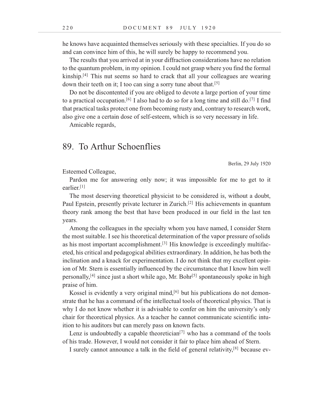 Volume 10: The Berlin Years: Correspondence, May-December 1920, and Supplementary Correspondence, 1909-1920 (English translation supplement) page 220