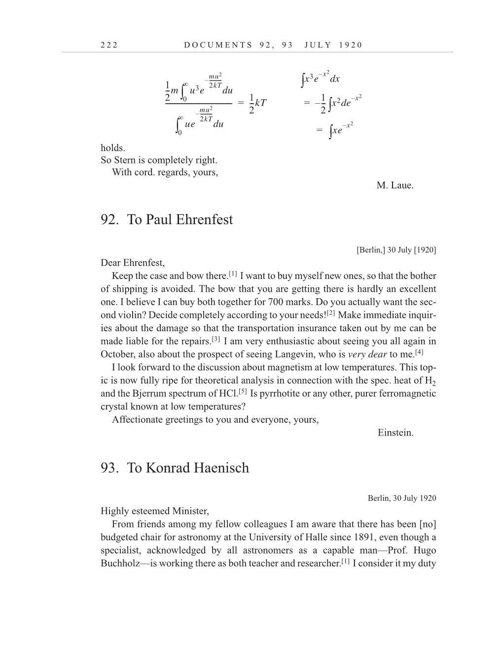 Volume 10: The Berlin Years: Correspondence, May-December 1920, and Supplementary Correspondence, 1909-1920 (English translation supplement) page 222