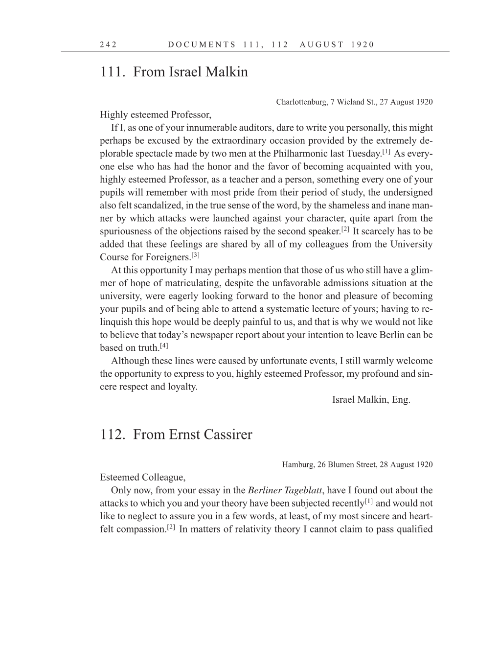 Volume 10: The Berlin Years: Correspondence, May-December 1920, and Supplementary Correspondence, 1909-1920 (English translation supplement) page 242