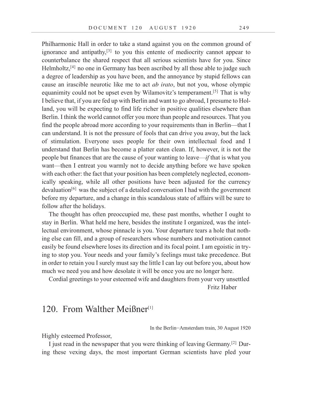 Volume 10: The Berlin Years: Correspondence, May-December 1920, and Supplementary Correspondence, 1909-1920 (English translation supplement) page 249