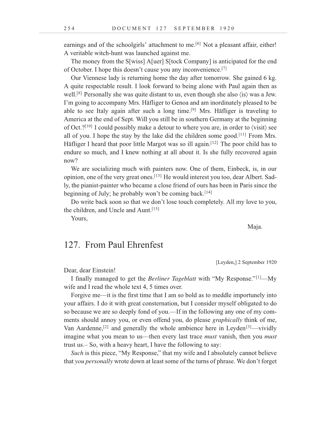 Volume 10: The Berlin Years: Correspondence, May-December 1920, and Supplementary Correspondence, 1909-1920 (English translation supplement) page 254