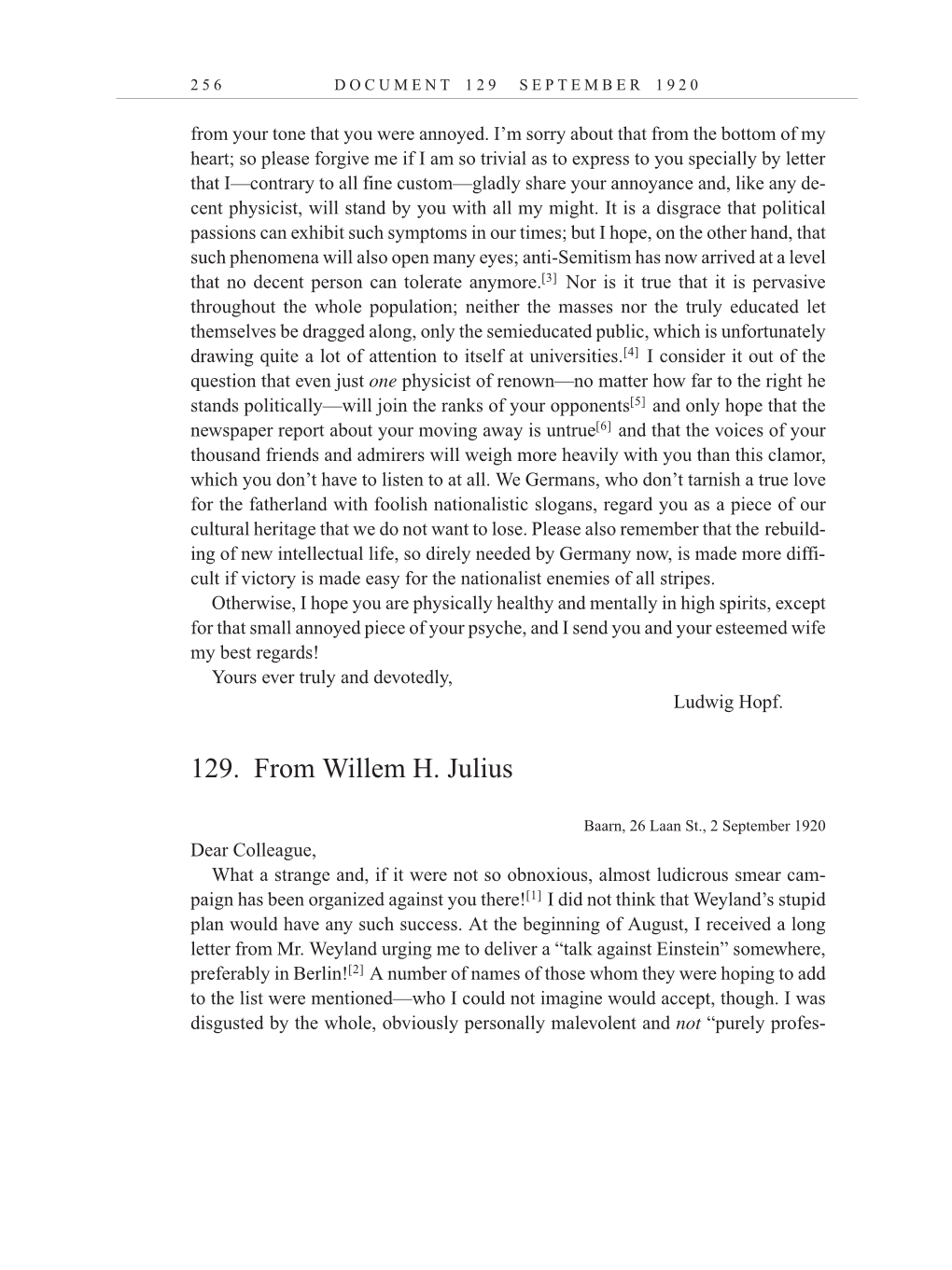 Volume 10: The Berlin Years: Correspondence, May-December 1920, and Supplementary Correspondence, 1909-1920 (English translation supplement) page 256
