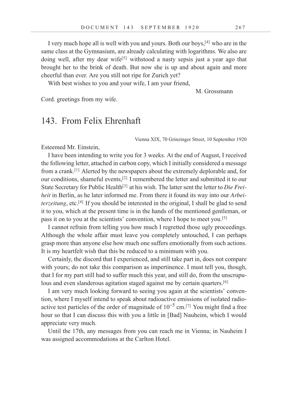 Volume 10: The Berlin Years: Correspondence, May-December 1920, and Supplementary Correspondence, 1909-1920 (English translation supplement) page 267