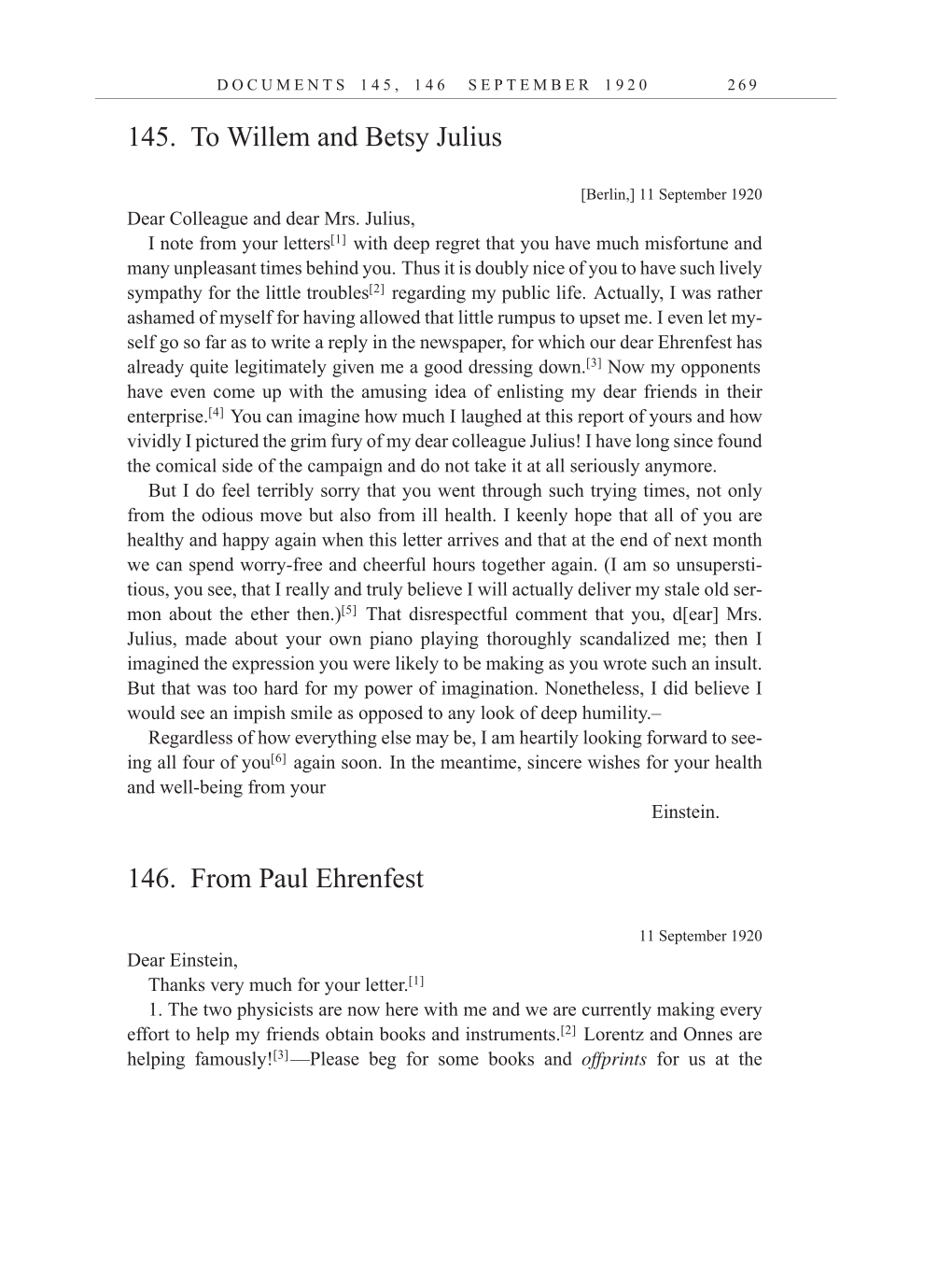 Volume 10: The Berlin Years: Correspondence, May-December 1920, and Supplementary Correspondence, 1909-1920 (English translation supplement) page 269