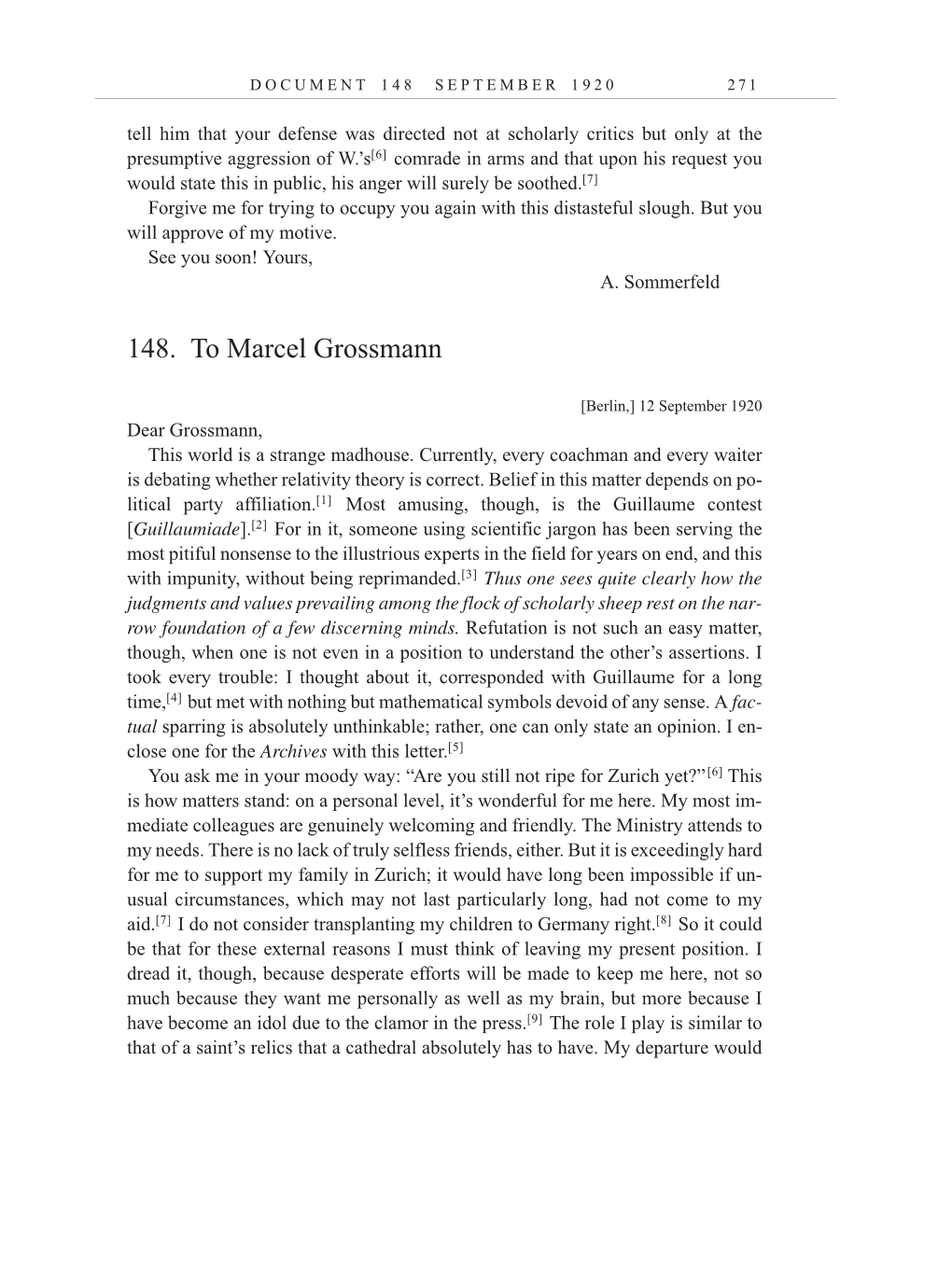 Volume 10: The Berlin Years: Correspondence, May-December 1920, and Supplementary Correspondence, 1909-1920 (English translation supplement) page 271