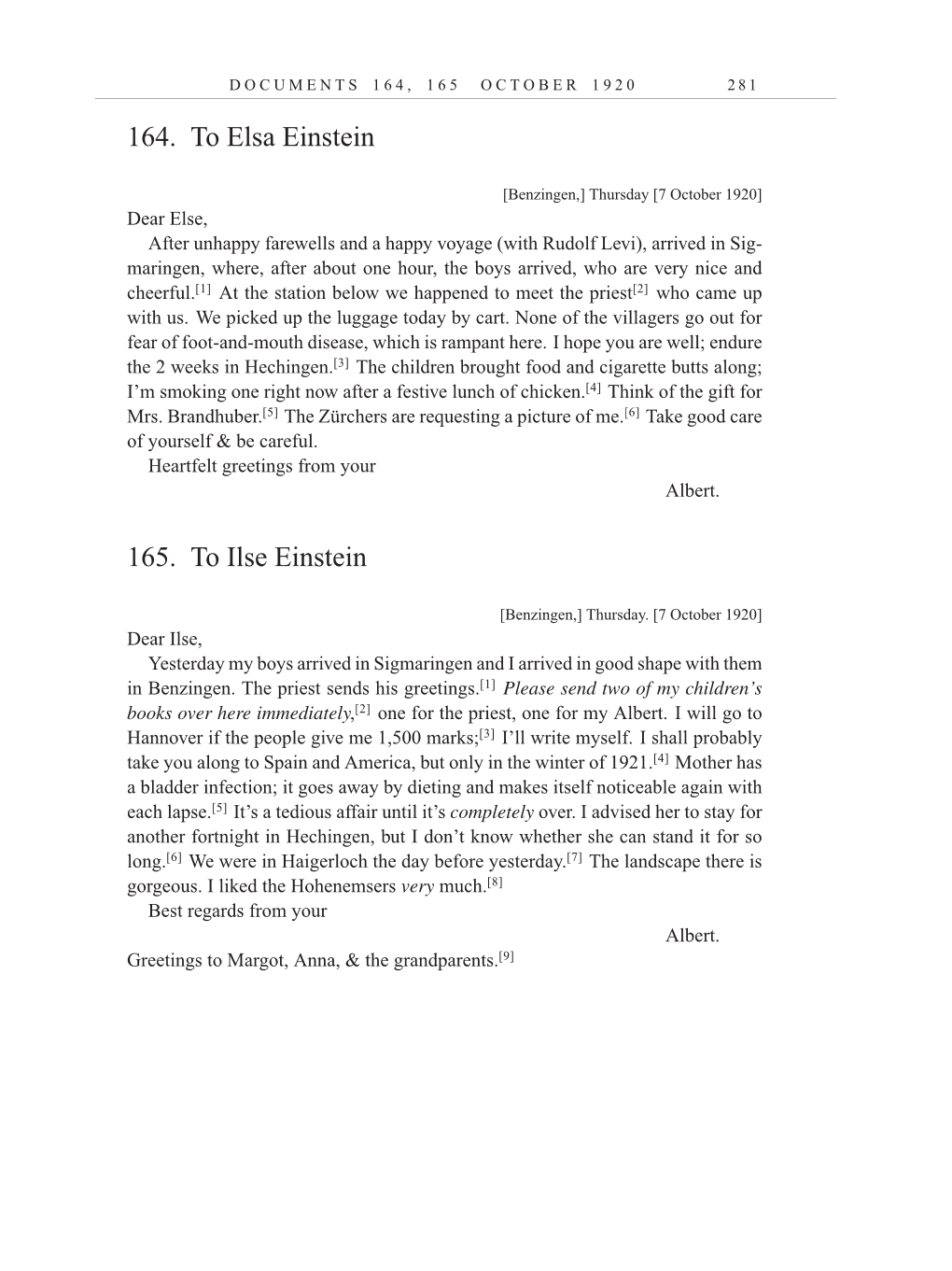 Volume 10: The Berlin Years: Correspondence, May-December 1920, and Supplementary Correspondence, 1909-1920 (English translation supplement) page 281