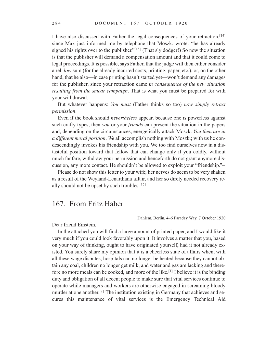 Volume 10: The Berlin Years: Correspondence, May-December 1920, and Supplementary Correspondence, 1909-1920 (English translation supplement) page 284