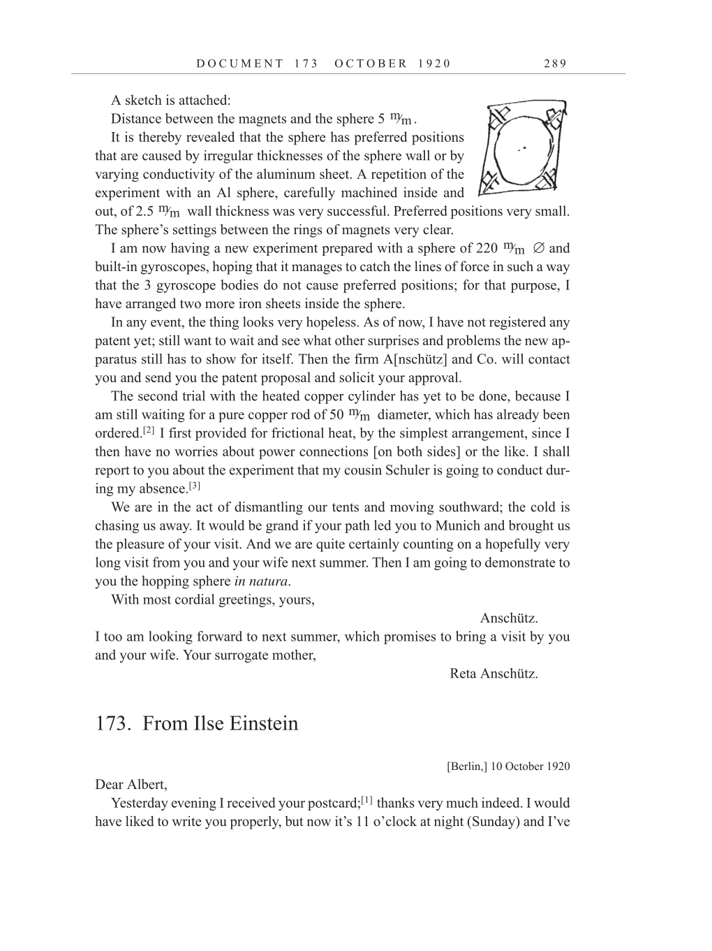 Volume 10: The Berlin Years: Correspondence, May-December 1920, and Supplementary Correspondence, 1909-1920 (English translation supplement) page 289